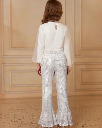 Image of GRACE KARIN Girls Sequin Pants Sparke Trouser Glitter Dance Bell Bottoms 5-14