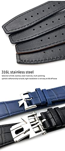 Bracelet de montre de luxe bleu en cuir grain de bambou pour les voyages