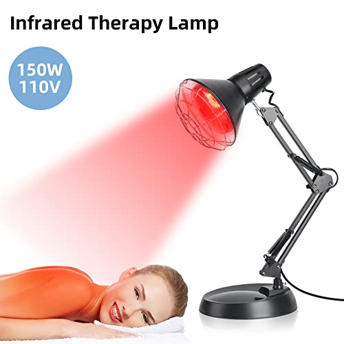 infrared red light therapy with sturdy base heat lamp device with 150w bulb adjustable near infrared light heat lamp set for body neck shoulder joints back pain relief