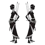 Housewares Tribal Two African Woman Removable Wall Stickers for Living Room Kids Bedroom Home Decor Vinly Waterproof Decals Quotes Art WS71 (Black, 100cm Tall)