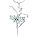 Soulbreezecollection Dancing Ballerina Dancer Ballet Dance Pendant Necklace Charm (Aqua)