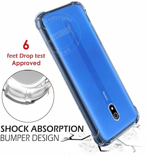 Image of BOXXO Flexible Back Cover for Mi Redmi 8A | Back Cover Transparent Clear Shockproof Case Four Corner Protection | Slim Protective Mobile Phone Cover for Mi Redmi 8A
