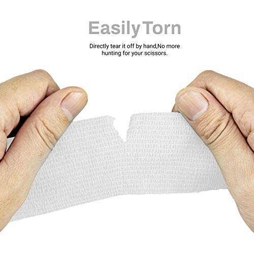Fresinider 9 Rolls Self Adhesive Wrap Athletic Tape Gauze, Breathable Elastic Cohesive Bandage For Sports Injury & Pet (7 Pcs 2"X 5 Yards + 2 Pcs 1" X 5 Yards) (White) #TOP3