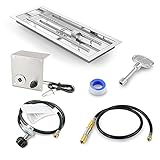 GRISUN 24 x 8 Inch Rectangular Stainless Steel Drop-in Fire Pit Kit, H-Shaped Burner Pan with Update...