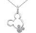 Shining Life rose-golden Plated heart with the Disney Twins Mickey necklaces for women (silver)