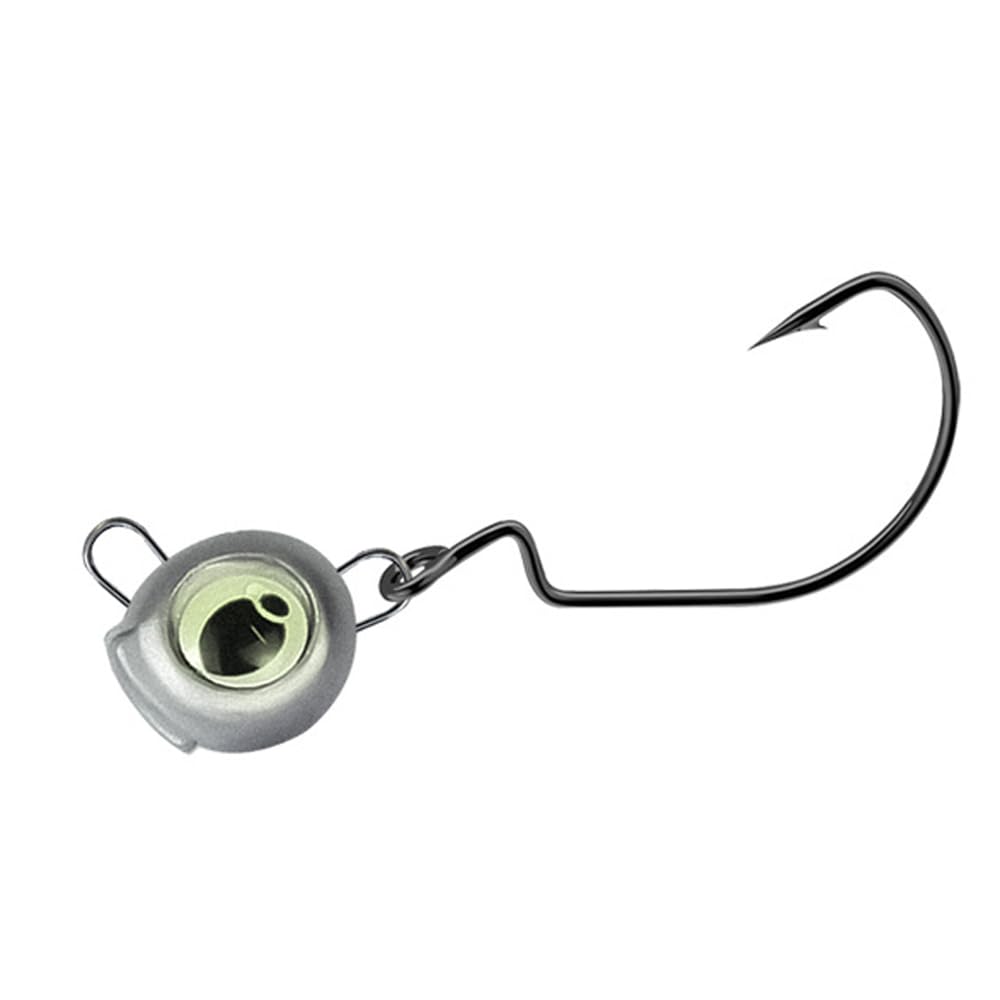 10Pcs Luminous Jig Heads, Glow 3D Eye Bait Hooks, Snagless Corrosion Resistant Weighted Offset Head for Heavy Cover Rock Bottom, Sea Bass Cod Pollock