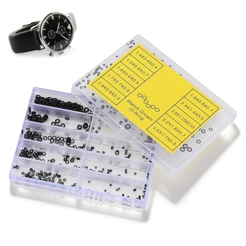 500 Piezas Reloj Corona O Anillo, Goma O Anillos Kit arandela de Goma Reloj Corona O Anillos Sellos Impermeables Herramientas de reparación de Relojes para Reparar Relojes