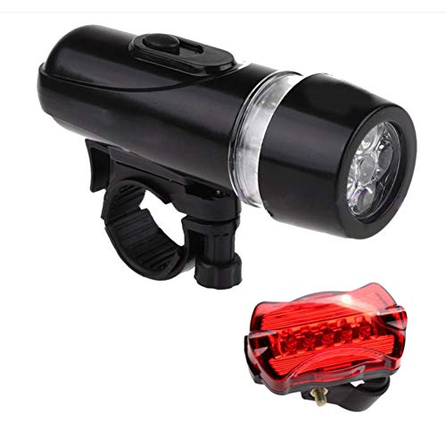 Jorzer Bike Front Light, Bike Lights Set, Bicycle Lamp 5led Mountain Waterproof Headlight Taillight Combination for Bicycle Black