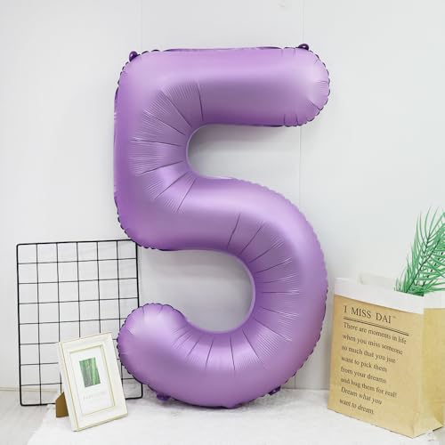 1 grand ballon en aluminium en forme de chiffres pour enfants, garçons et filles - 101,6 cm - violet lavande - grand ballon en aluminium en forme de chiffres...