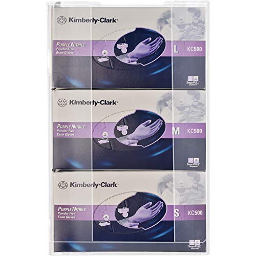 Kantek Wall Mounted Acrylic Glove Box Holder Dispenser, 3 Box Capacity, for Use in Food Service, Healthcare, Hospitals, Restaurants, 10.3