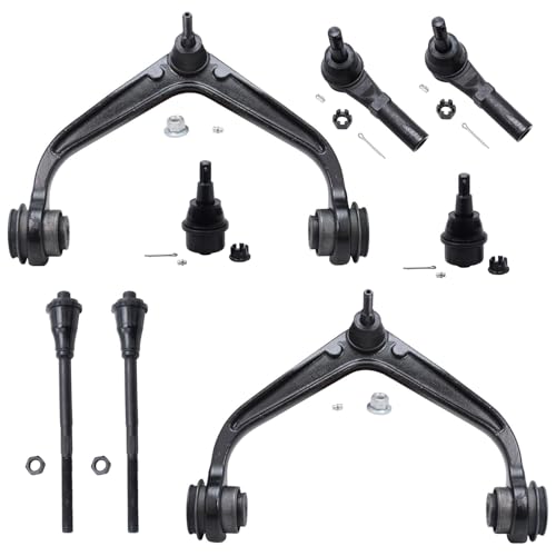 Image of Detroit Axle - Front 8pc Control Arms Kit 2011-2019 Chevrolet Silverado 2500 3500 HD GMC Sierra 2500 3500 HD, 2 Upper Control Arms 2 Lower Ball Joints 4 Tie Rods 2012 2013 2014 2015 2016 2017 2018