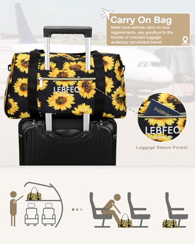 Travel Duffle Bag for Women Large Weekender Overnight Bags Gym Bag with Shoe Compartment Waterproof Hospital Bag Carry On Tote Bag for Airplanes,Sunflower4