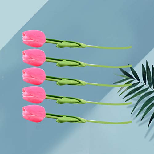 Tendycoco Flores tulipas cor-de-rosa com toque real Tulipa artificial hastes para arranjos florais d
