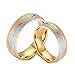 Ayoiow Bague Acier Inoxydable Doré Femme Deux Tons Argent Or Anneaux Mariage Couple