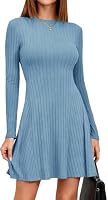 TrendiMax Damen Kleid Herbst Winter Freizeitkleid Langarm Minikleid, Blau, L – Ansicht 3