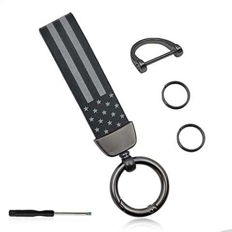 stymart American USA Flag Car Keychain, Anti-Lost D-Ring with 360-degree Rotatable Swivel, Keychain Accessories with Zinc Alloy Suit, Universal Car Accessories Keychain(Black) Cover
