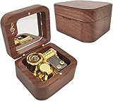 Teykst Princess Mononoke Music Box Natural Wood Mini Size Wind Up Wooden Musical Box Decoration Collection Keepsake Gift for Girls Boys