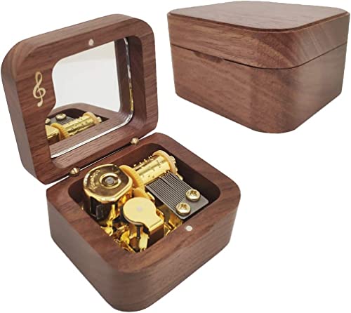 Teykst Princess Mononoke Music Box Natural Wood Mini Size Wind Up Wooden Musical Box Decoration Collection Keepsake Gift for Girls Boys