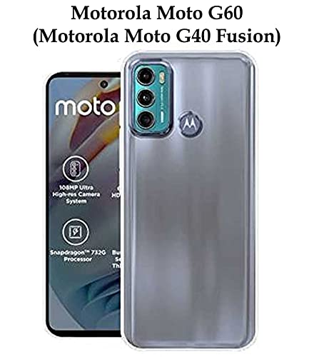 Image of Soft Flexible Silicone Back Cover (Motorola Moto G60 / G40 Fusion, Transparent Case + Screen Guard)