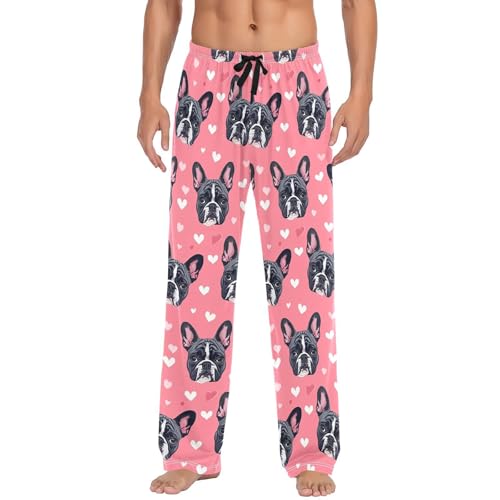Cute French Bulldog Men's Pajamas Pants Cotton Sleep Bottoms Pants Lounge Sleepwear - S2