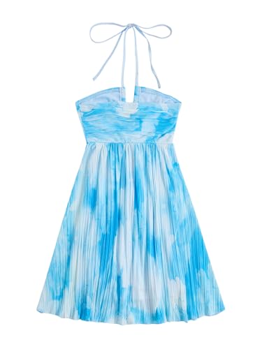 Image of SOLY HUX Women's Tie Dye Cami Dress Halter Backless Sleeveless A Line Short Summer Dresses Sundress