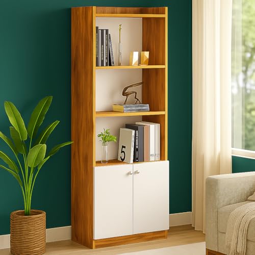 Image of Callas Wooden Bookshelf with Display Unit Cabinet | Engineered Wood Bookcase for Living Room, Bedroom, Office | 1 Year Warranty with Free Installation