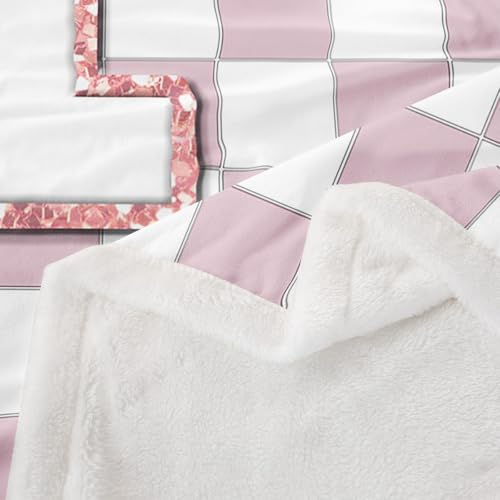 Image of Erosebridal Pink Initial F Fuzzy Plush Throw Kawaii Plaid Checkered Fleece Blanket Cute Personalized Monogram Sherpa Blanket for Kids Girls,Fashion Grids Gingham Decor for Bed Couch 40 inchx50 inch