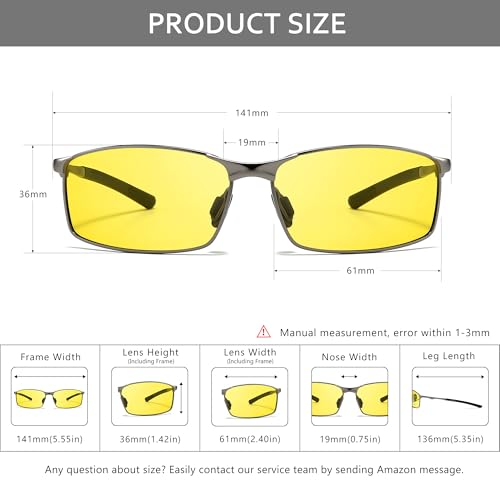 Image of SUNGAIT Ultra-Lightweight Polarized Sunglasses Men for Driving Fishing Golf, Rectangular Metal Frame with Spring Hinge
