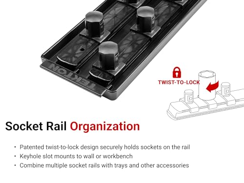 Image of TEKTON 3 /4 Inch Drive Impact Socket Set, 8-Piece | SID93104 | (2-1 /16 - 2-1 /2 in.), Shallow, 6-Point, Socket Rail
