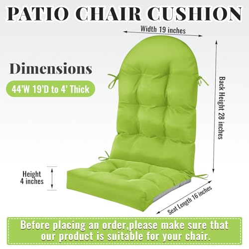 Image of Geelin 4 Pcs Outdoor Patio Chair Cushion Thick High Back Adirondack Chair Cushion Tufted Weather & Fade Resistant Anti-Slip Outside Rocking Chairs Pads with Ties 44 x 19 x 4 Inch (Fruit Green)
