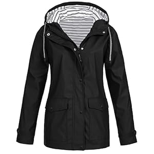 Zip Warm up Jacket Women Rain Raincoat Solid Hooded Jacket Windproof Outdoor Coat Plus Women’s Coat Jacket Women without Hood