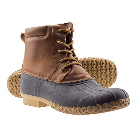 ArcticShield Mens Durable Waterproof Insulated Rain Snow Duck Bean Boots (11 M US Mens, Tan)