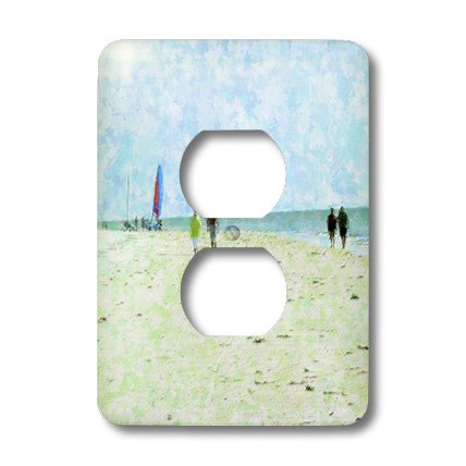 Tapa de enchufe doble de playa de Florida roja azul verde de 3dRose 3