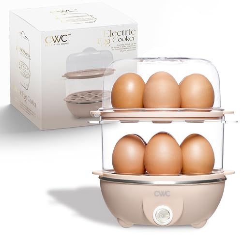 COOK WITH COLOR 350W Electric Double Layer Egg Cooker - Egg Boiler for Hard Boiled, Soft Boiled, and Omelettes, 6.1x6.1x8.7, Dusty Rose