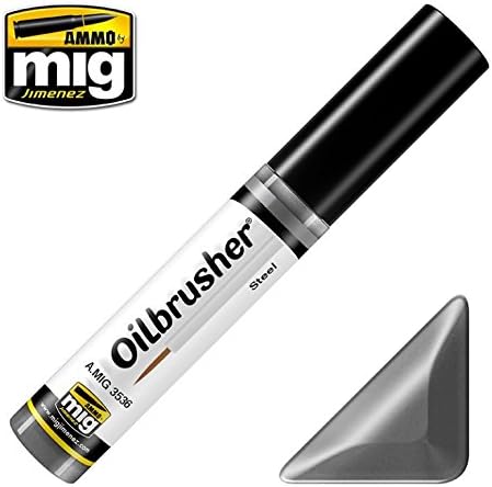 Munición de Mig Oilbrusher Steel - Pintura al óleo con aplicador de pincel fino #3536