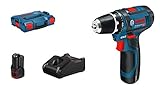 Bosch Professional 12V System Akkuschrauber (in L-BOXX), Schwarz, Blau, 2 x 2.0Ah Akku mit Lader