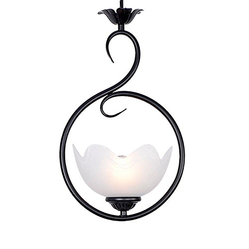 Lámpara colgante rústica de hierro negro retro con flores decorativas