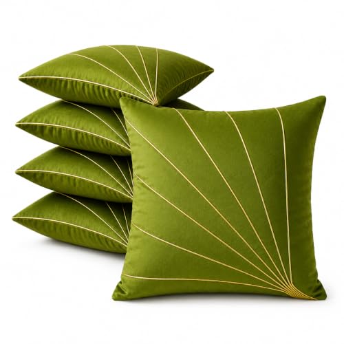 Image of Noor Silk Cushion Covers Pack of 7 | 16x16 Inches, Green