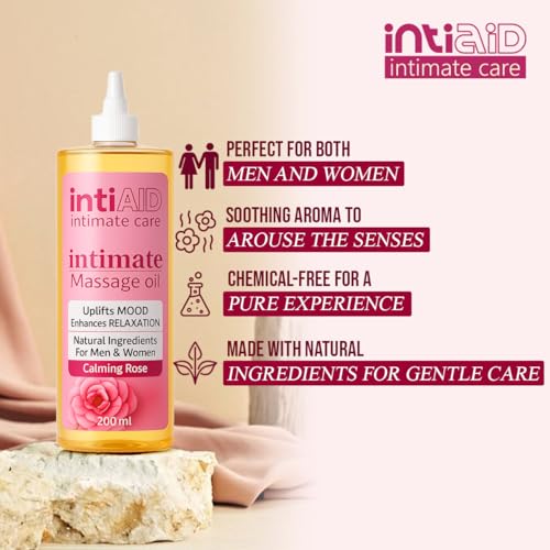 Image of Rose Intimate Massage Oil. Luxuriously Scented Self-Care Oil for Personal Moments. Sensual Touch for ultimate Pleasure & Relaxation - 200ml.