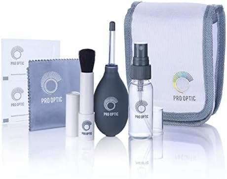 Pro Optic Complete Lens & Glasses Cleaning Kit with Microfiber Lens Cleaning Cloth, Fine Brush, Wipes, Cleaning Spray, Air Blower, Carrying Case for Canon, Nikon, Sony, Fuji DSLR Cameras