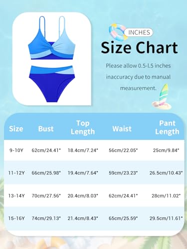 Image of Girls Swimsuit Color Block Bikini Sets Teen Bathing Suit Girls 2 Piece Swimsuits Criss Cross Swimwear for 9-16 Years