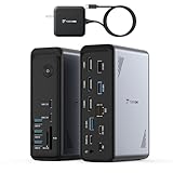 TobenONE 18 in 1 USB C Docking Station 3 Monitors 4K@60Hz, Laptop Docking Station with 100W Power Adapter, Triple Monitors with 3 HDMI, 9 USB Ports, Gigabit Ethernet, for Windows and Chrome OS