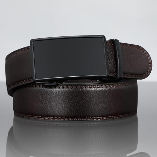 Mens Faux-Leather Belt with Adjustable Buckle Ratchet Belt For Men Dress Jeans Pants