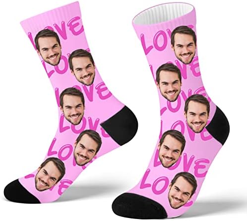 iuddeih Custom Socks Personalized Socks Funny Socks Face Socks Cat Dog Novelty Crew Socks, Personalized Gifts Size 3-16