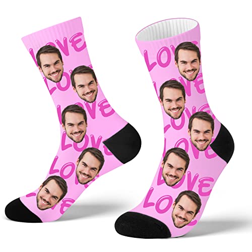 Iuddeih Custom Socks Personalized Socks Funny Socks Face Socks Cat Dog Novelty Crew Socks, Personalized Gifts Size 3-16 #TOP12