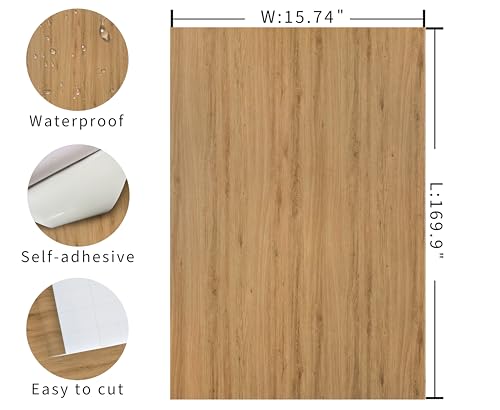 Papel de contacto de roble miel autoadhesivo extraíble papel tapiz de grano de madera 5m 8