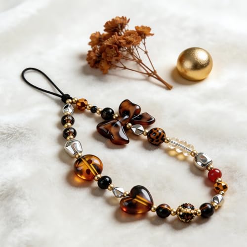 Image of Cute Beaded Camera Wrist Strap for Phone, Digital Camera Charm Lanyard, Pearl Beaded Chain for Bag Keychain Gift