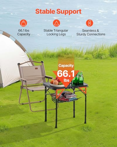 Table de camping pliante portable VEVOR table appoint compacte alu réglable noir - 6