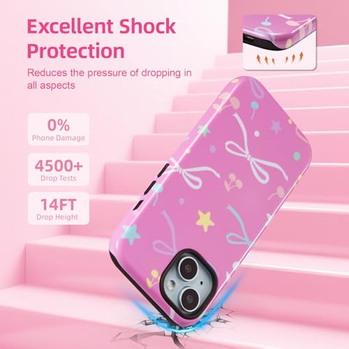 Coque iPhone 15 robuste évite les bris d'écran avec style rouge