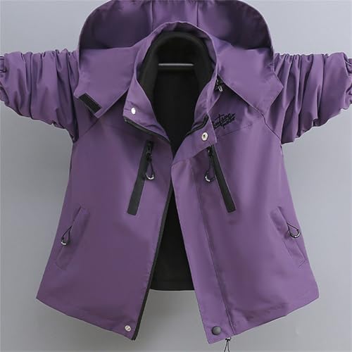 Girls Jacket,Girls 3 in 1 Windbreaker Hooded Jacket Kids Solid Fleece Lined Outwear Windproof Hoodie Raincoats with Pockets for 3-14 Years - Image 2
